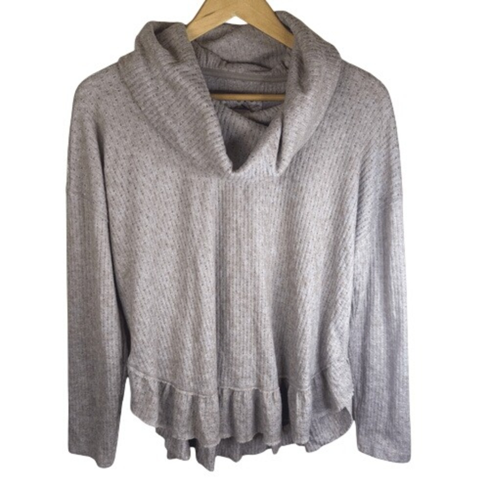 Anthropologie Maeve Addie Womens Cowl Neck Oatmeal Size Small Ruffled Sweater